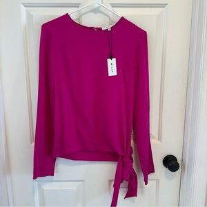 Milly Pink Silk Tie Front Long Sleeve Blouse Size 4